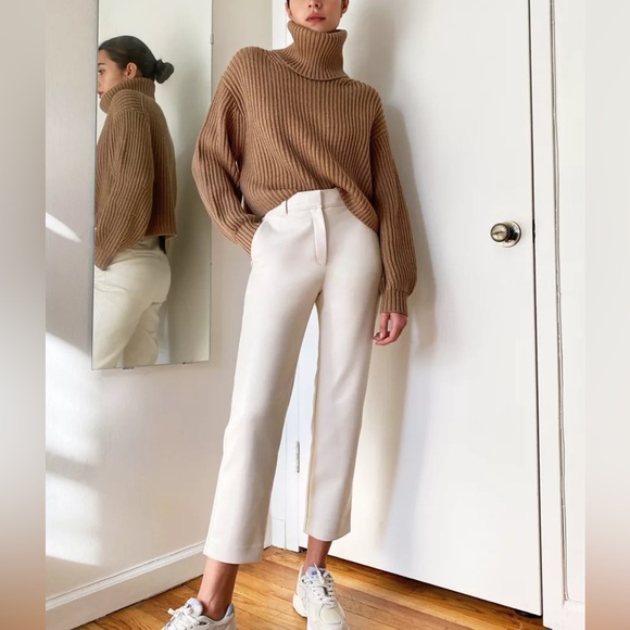 Aritzia Babaton Guell Slouchy Crop Turtleneck Sweater in Golden Camel Wool - XS - Picture 2 of 11